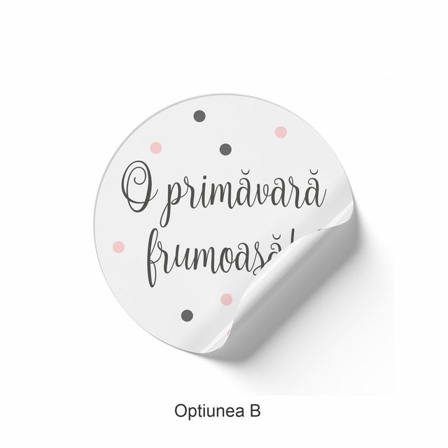 Rola stickere model Floral Mono Dots 3b – etichete rotunde pentru pachete, ambalaje, și cadouri