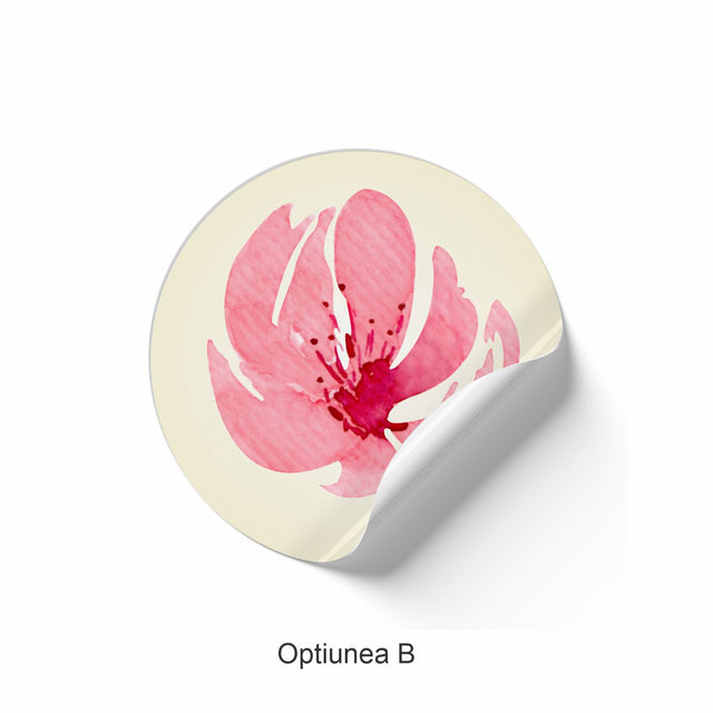 Rola stickere model Floral Peony Mist 14b – etichete rotunde pentru pachete, ambalaje, și cadouri