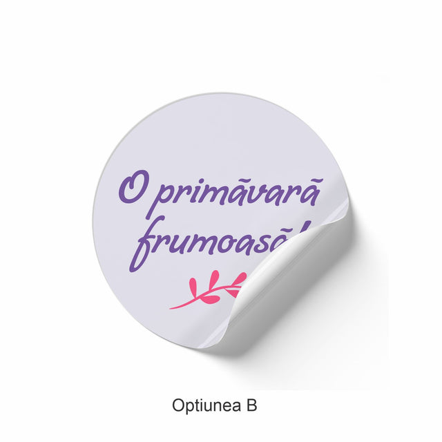 Rola stickere model Floral Purple Bloom 2b – etichete rotunde pentru pachete, ambalaje, și cadouri