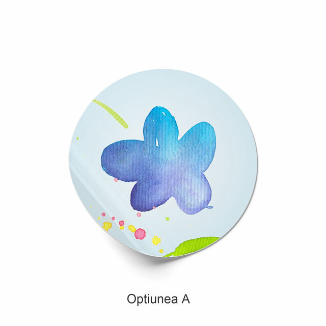 Rola stickere model Floral Rainbow Garden 13a – etichete rotunde pentru pachete, ambalaje, și cadouri