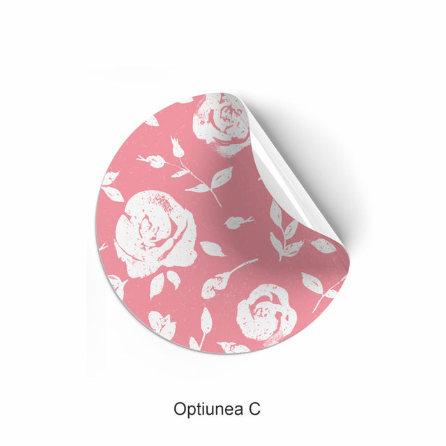 Rola stickere model Floral Rose Petal 10c – etichete rotunde pentru pachete, ambalaje, și cadouri