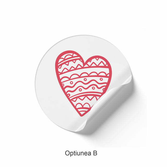 Rola stickere model Love Patchwork Hearts 4b – etichete rotunde pentru pachete, ambalaje, și cadouri