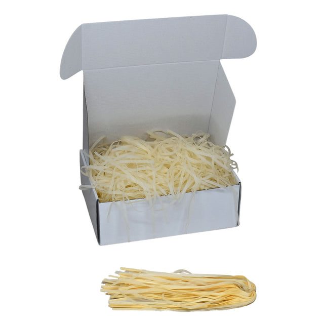 Umplutură din hârtie de mătase ivory expusă într-o cutie cadou albă