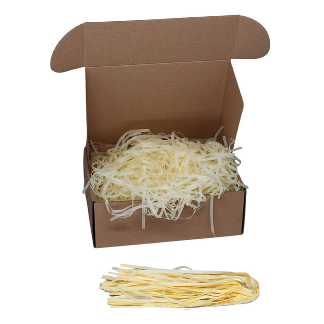 Umplutură din hârtie de mătase ivory expusă într-o cutie cadou natur