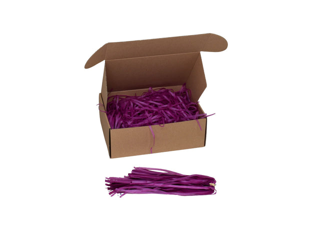 Umplutură din hârtie de mătase prună expusă într-o cutie cadou natur