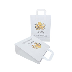 Pungi din hârtie Kraft cu mânere plate din hârtie Personalizate