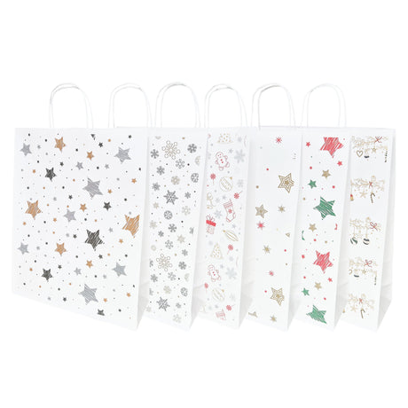 Pungi din hartie kraft cu modele craciun pentru transport cadouri