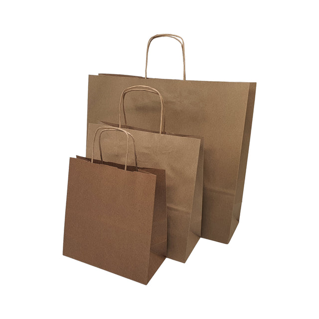 Pungă hârtie kraft NATUR cu mânere din hârtie răsucită 46 x 49(H) x 16cm