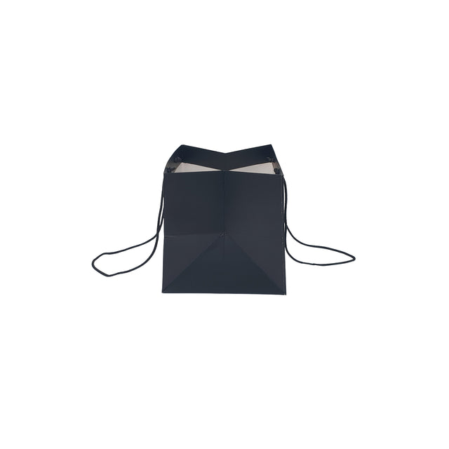 Pungă hârtie NEAGRĂ pentru flori cu mânere din șnur textil 16 x 17(H) x 15cm