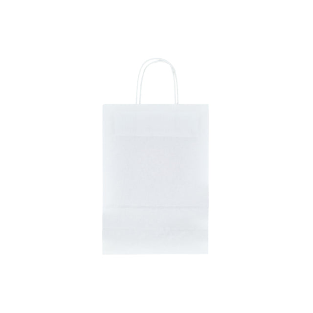 Pungă hârtie kraft ALB cu mânere din hârtie răsucită 22 x 31(H) x 10cm