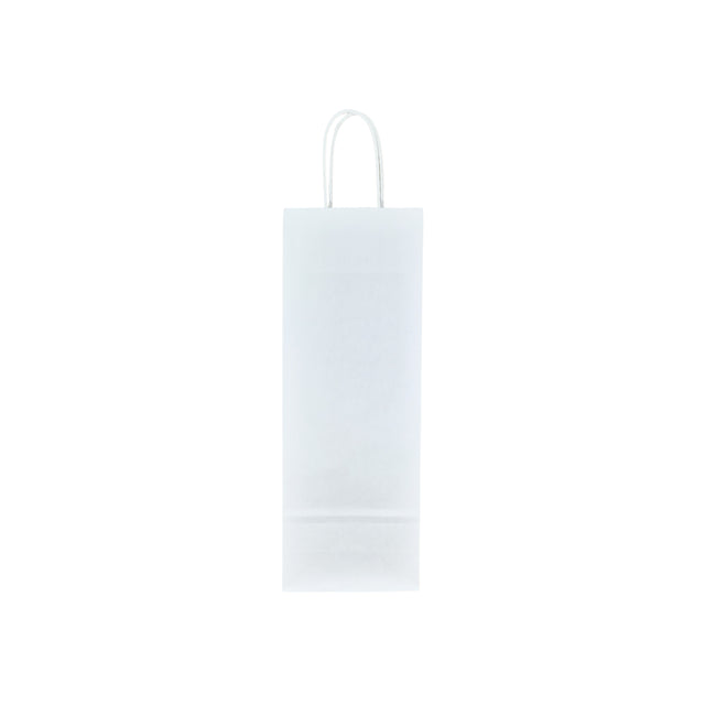 Pungă hârtie kraft ALB cu mânere din hârtie răsucită 14 x 39(H) x 8cm