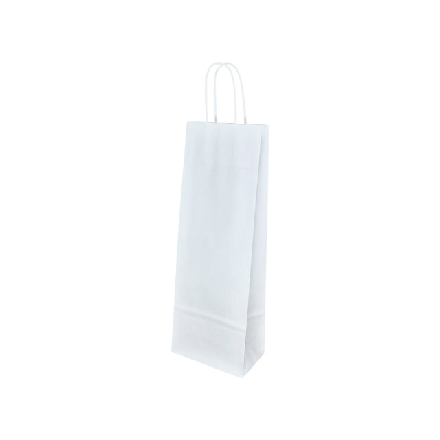 Pungă hârtie kraft ALB cu mânere din hârtie răsucită 14 x 39(H) x 8cm