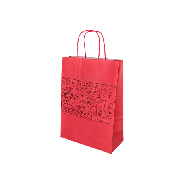 Pungă hârtie kraft ROȘIE cu mânere din hârtie răsucită 22 x 31 x 10cm