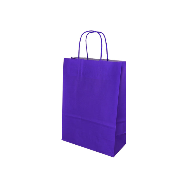Pungă hârtie kraft ALBASTRĂ cu mânere din hârtie răsucită 22 x 31 x 10cm