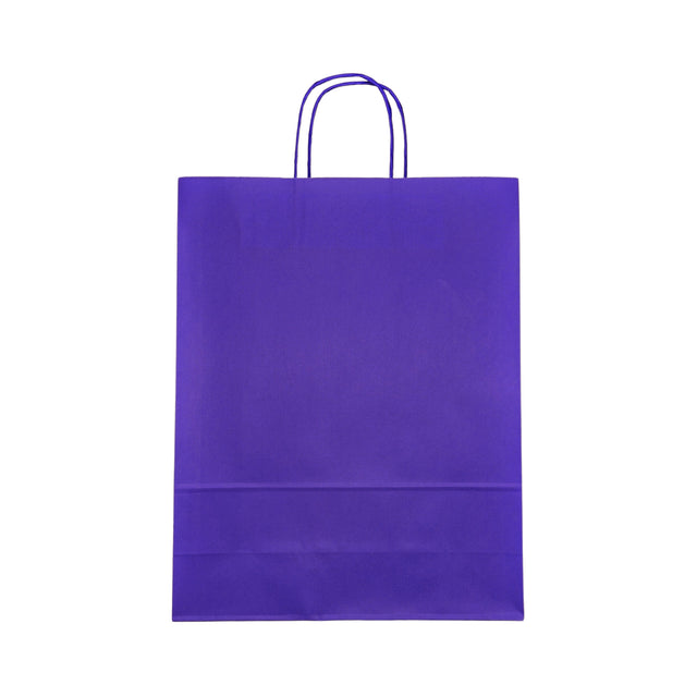 Pungă hârtie kraft ALBASTRĂ cu mânere din hârtie răsucită 32 x 41(H) x 12cm