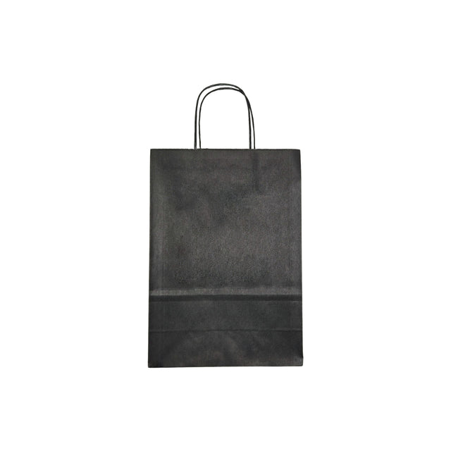 Pungă hârtie kraft NEAGRĂ cu mânere din hârtie răsucită 22 x 31 x 10cm