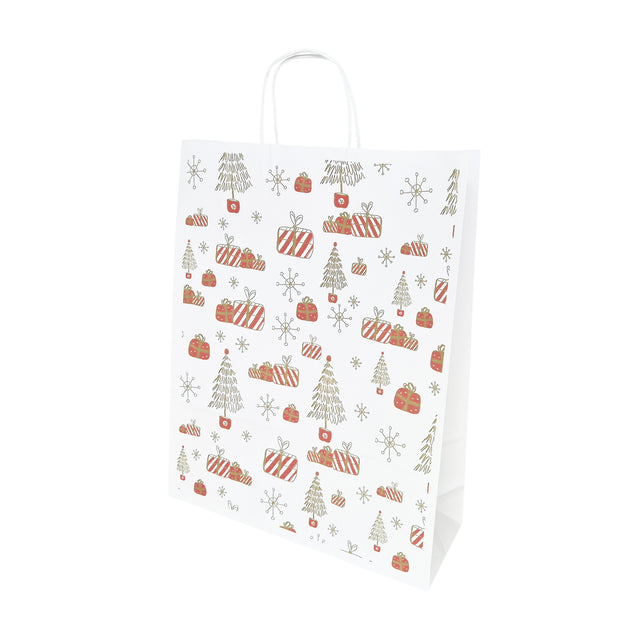 Kraft Paper Bag with Pattern 13 Floral 18 x 24(H) x 7cm