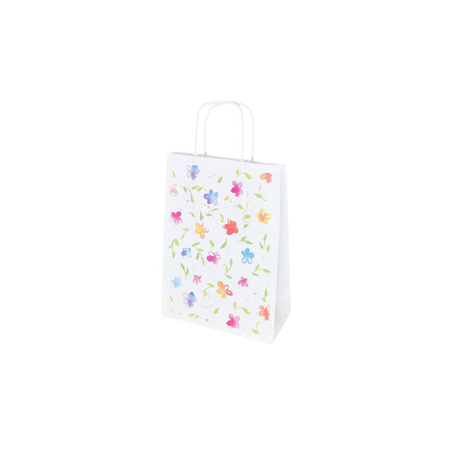 Pungă Hârtie Kraft cu Model 13 Floral 18 x 24(H) x 7cm