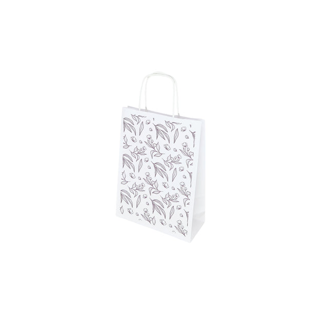 Kraft Paper Bag with Pattern 12 Floral 18 x 24(H) x 7cm