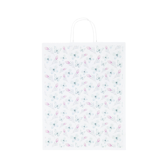 Kraft Paper Bag with Pattern 13 Floral 18 x 24(H) x 7cm