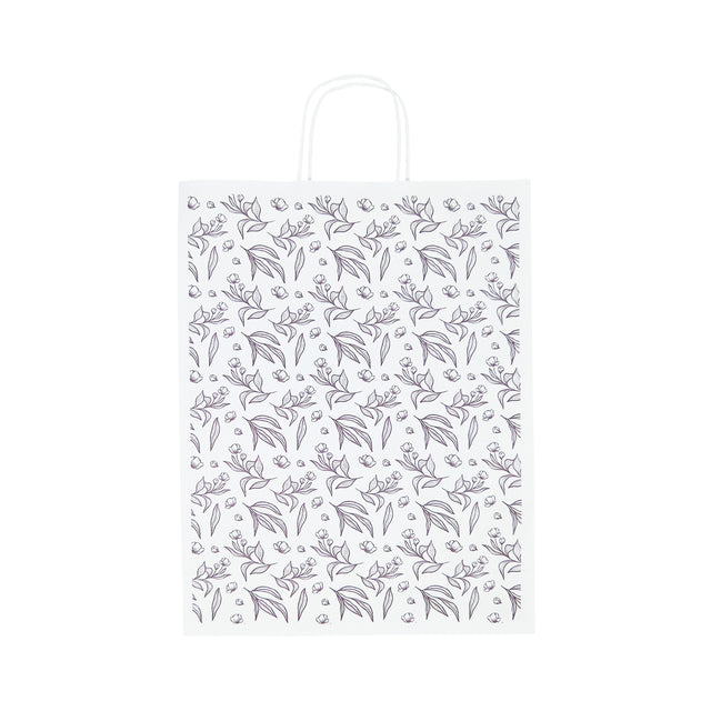 Kraft Paper Bag with Pattern 13 Floral 18 x 24(H) x 7cm