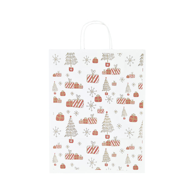 Kraft Paper Bag with Pattern 13 Floral 18 x 24(H) x 7cm