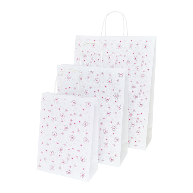 Kraft Paper Bag with Pattern 1 Floral 18 x 24(H) x 7cm