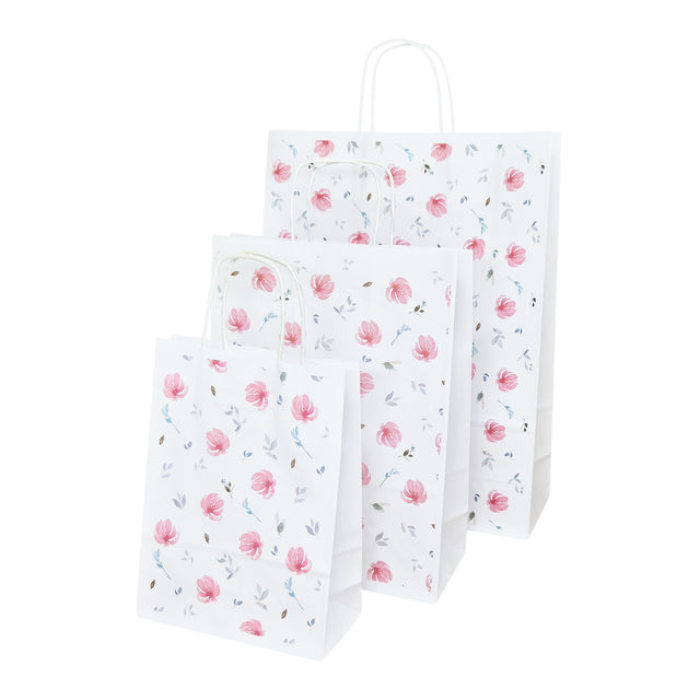 Kraft Paper Bag with Pattern 12 Floral 18 x 24(H) x 7cm