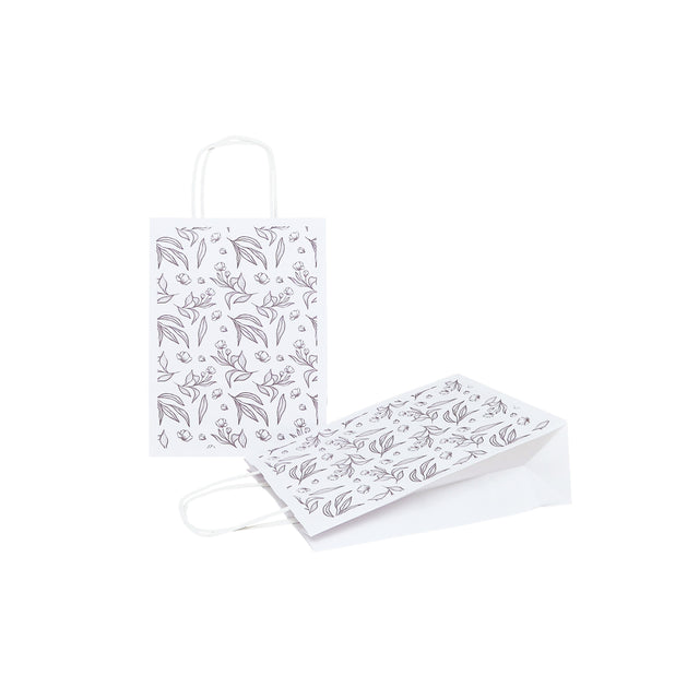 Kraft Paper Bag with Pattern 12 Floral 18 x 24(H) x 7cm