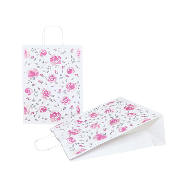 Hochwertiges Kraftpapier mit Modell 10, Blumenmuster, 24 x 31 (H) x 10 cm