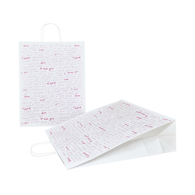 Pungă Hârtie Kraft cu Model 2 Love 32 x 41(H) x 12cm