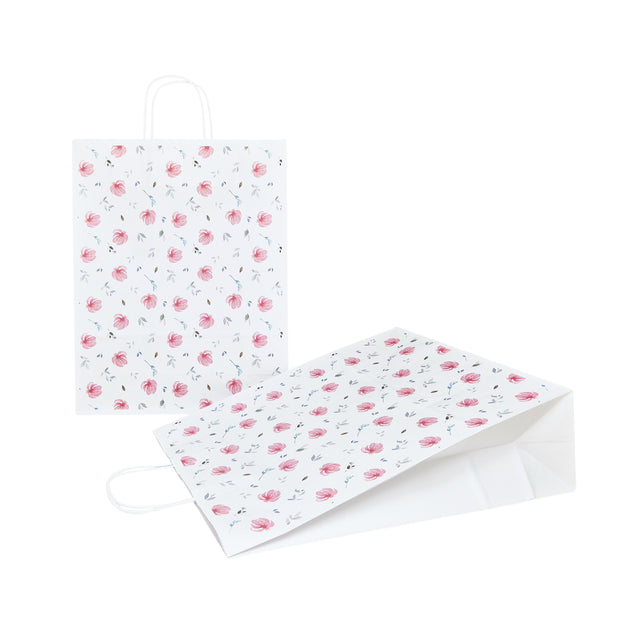 Kraft Paper Bag with Pattern 13 Floral 18 x 24(H) x 7cm