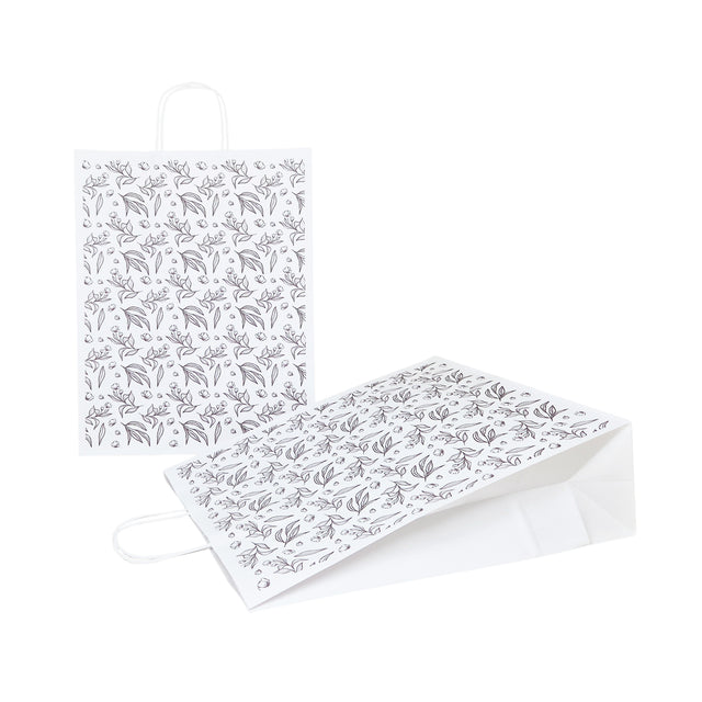 Kraft Paper Bag with Pattern 13 Floral 18 x 24(H) x 7cm