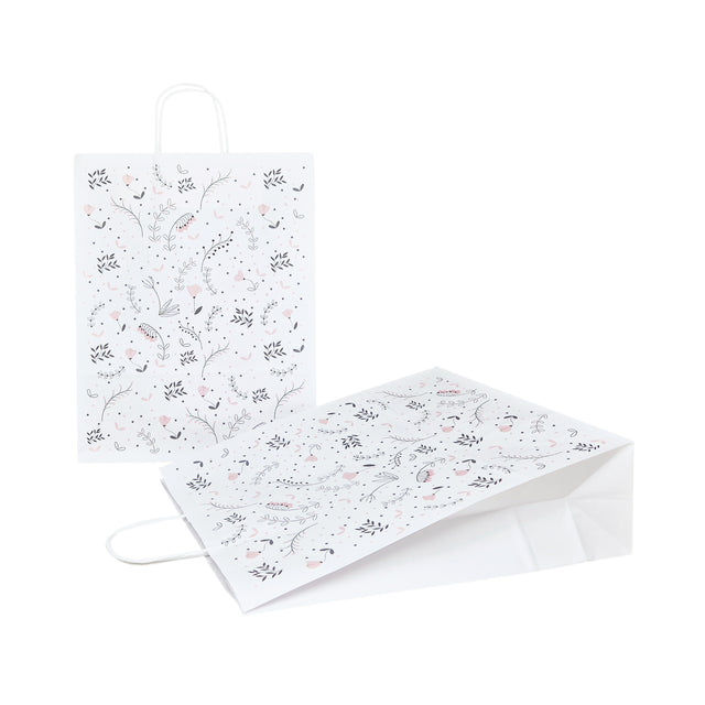 Pungă Hârtie Kraft cu Model 3 Floral 32 x 41(H) x 12cm