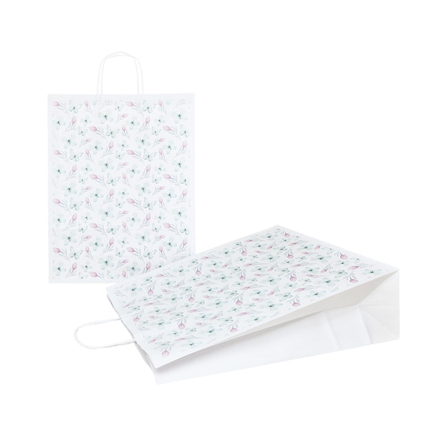 Kraft Paper Bag with Pattern 13 Floral 18 x 24(H) x 7cm