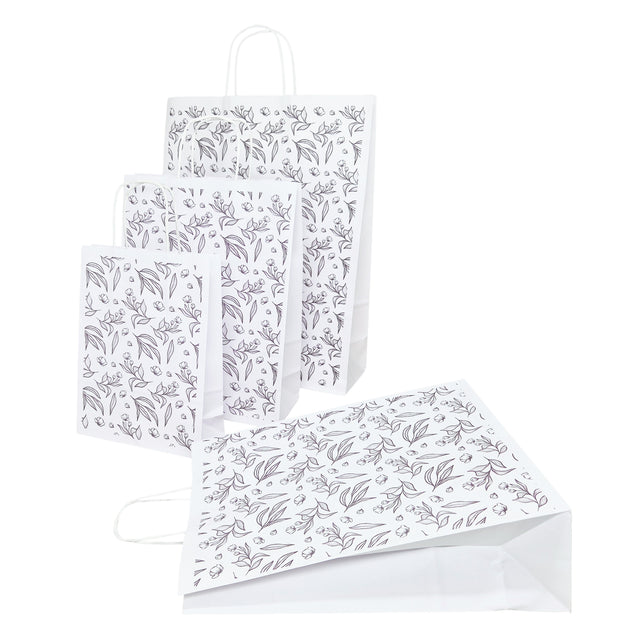 Kraft Paper Bag with Pattern 13 Floral 18 x 24(H) x 7cm