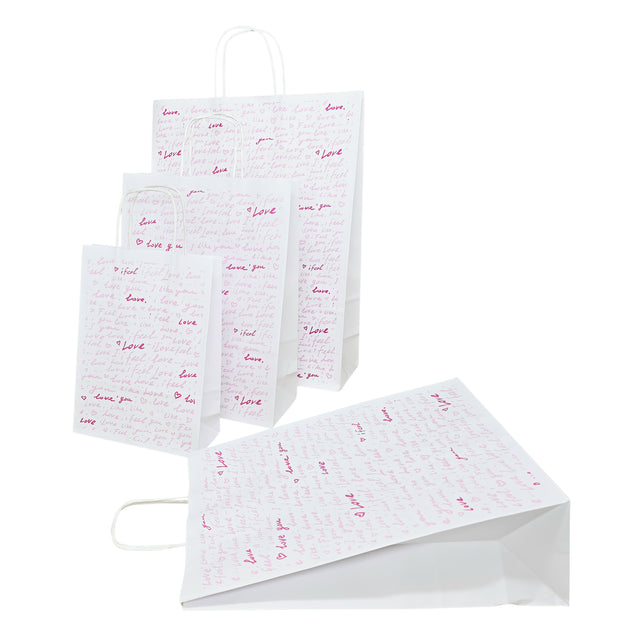 Pungă Hârtie Kraft cu Model 2 Love 24 x 31(H) x 10cm