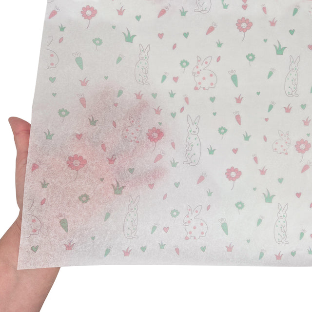 Hârtie de mătase model Paște Bunny & Pink Blooms 17g – format 50x75cm