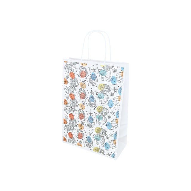 Pungă Hârtie Kraft cu Model Paște Festive Egg Mosaic 18 x 22(H) x 8cm