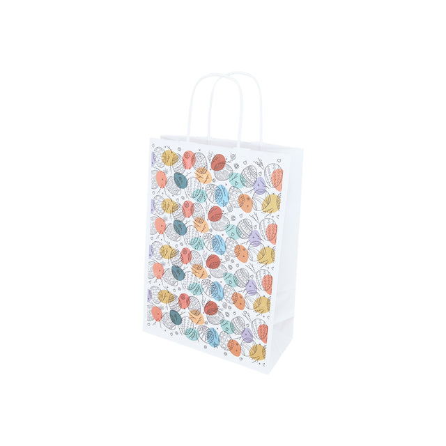 Pungă Hârtie Kraft cu Model Paște Color Splash Eggs 18 x 22(H) x 8cm