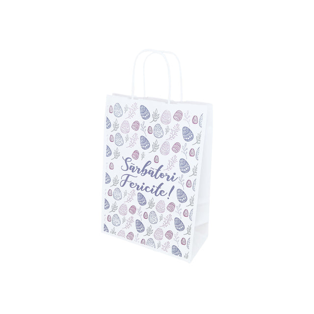 Pungă Hârtie Kraft cu Model Paște Pastel Egg Garden 32 x 41(H) x 12cm