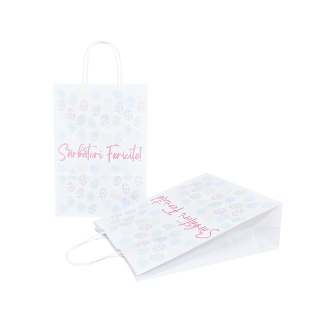 Pungă Hârtie Kraft cu Model Paște Pastel Egg Delight 22 x 31(H) x 10cm