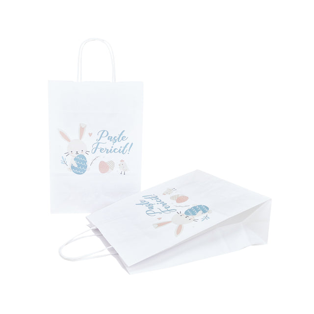 Pungă Hârtie Kraft cu Model Paște Soft Spring Eggs 18 x 22(H) x 8cm
