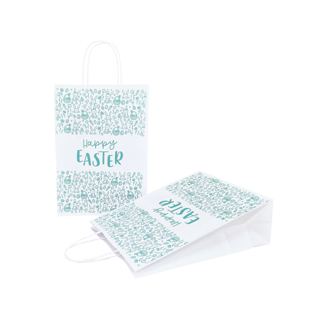 Pungă Hârtie Kraft cu Model Paște Turquoise Spring Field 32 x 41(H) x 12cm