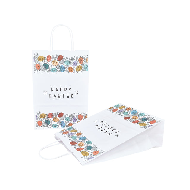 Pungă Hârtie Kraft cu Model Paște Color Splash Eggs 32 x 41(H) x 12cm