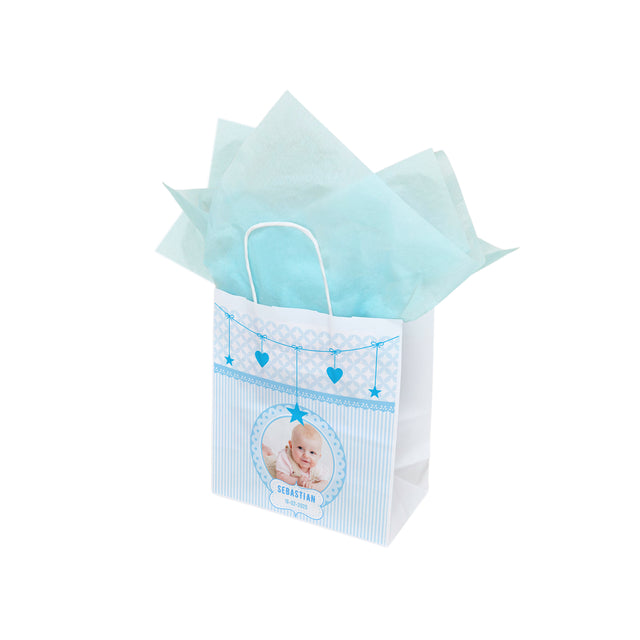 Pungă Hârtie Kraft cu Model Botez Băiețel Little Prince 20 x 21(H) x 10cm