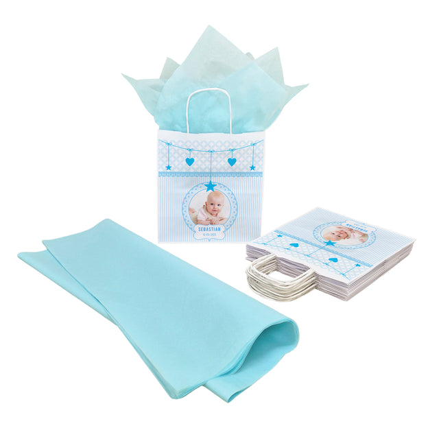 Pungă Hârtie Kraft cu Model Botez Băiețel Little Prince 18 x 22(H) x 8 cm