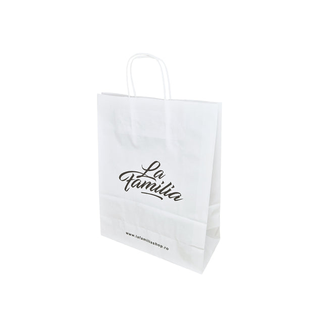 WHITE kraft paper bag with twisted paper handles 18 x 24(H) x 7cm