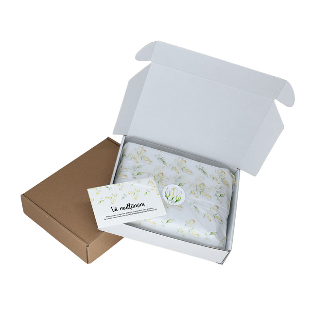 WHITE paper bag for flowers with textile string handles 23 x 20(H) x 20cm