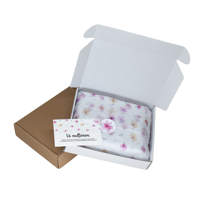 WHITE paper bag for flowers with textile string handles 23 x 20(H) x 20cm